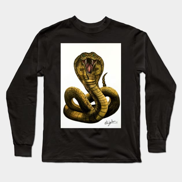 King Cobra Snake Long Sleeve T-Shirt by Artbythree